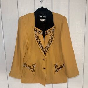 Vintage Criscione Yellow Embroidered Blazer
